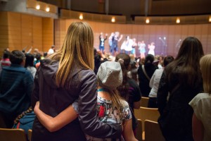 Parent and Girl enjoying live performance at G Day Vancouver 2014